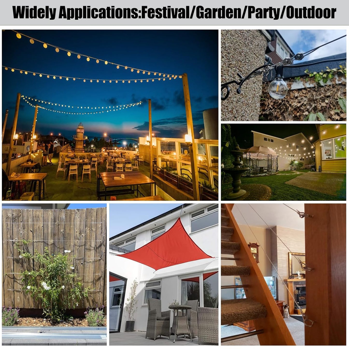 1/8 Inch Heavy-Duty Stainless Steel Cable 65FT Wire Rope with M5 Turnbuckle - 304 Stainless Steel, 1700LB Break Strength for Outdoor Sun Shade, Garden Climbing,Deck Railing (1/8" 65FT Wire Rope Kit)