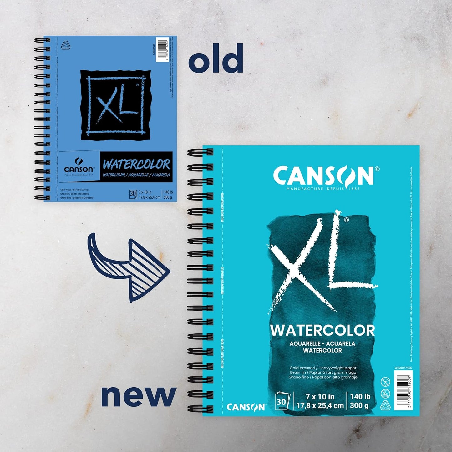 Canson XL Series Mixed Media Pad 60 Sheets with Watercolor Paper Pad 30 Sheets, 7x10 inches