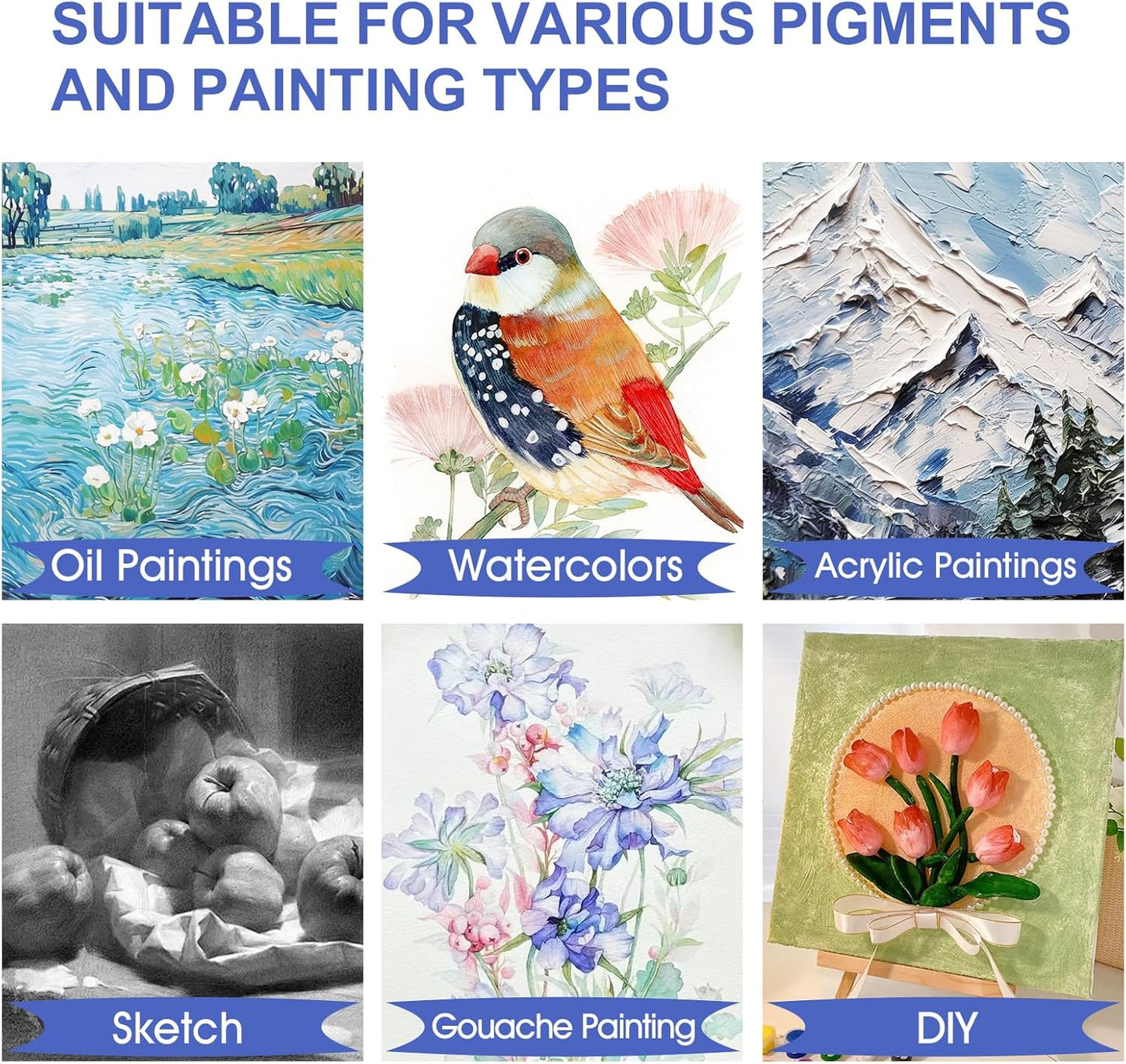 FUMILE Stretched Canvas for Painting Multi 5 Pack Square Canvas 4x4,6x6,8x8,10x10,12x12(1 of Each), Cotton Primed Acid Free Blank Canvases for Oil Paint, Acrylic Paint, Gouache and Tempera.