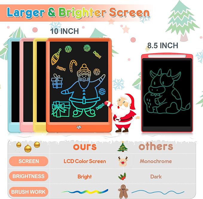 FLUESTON LCD Writing Tablet, Doodle Board Toys Gifts for 3-8 Year Old Girls Boys, 10 Inch Colorful Electronic Board Drawing Pad for Kids, Christmas Gifts for Toddler Educational Learning Travel,Orange
