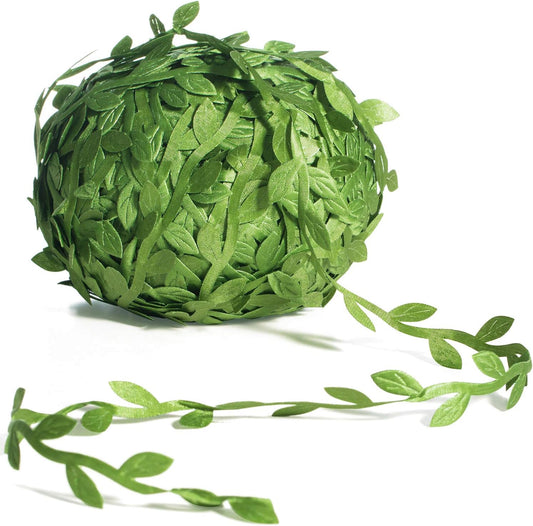 Naidiler 265 Ft Leaf Ribbon, Artificial Vines Leaves String Trim Ribbon Wild Jungle Botanical Greenery for Baby Shower Party Wedding Home Wreaths & DIY Craft