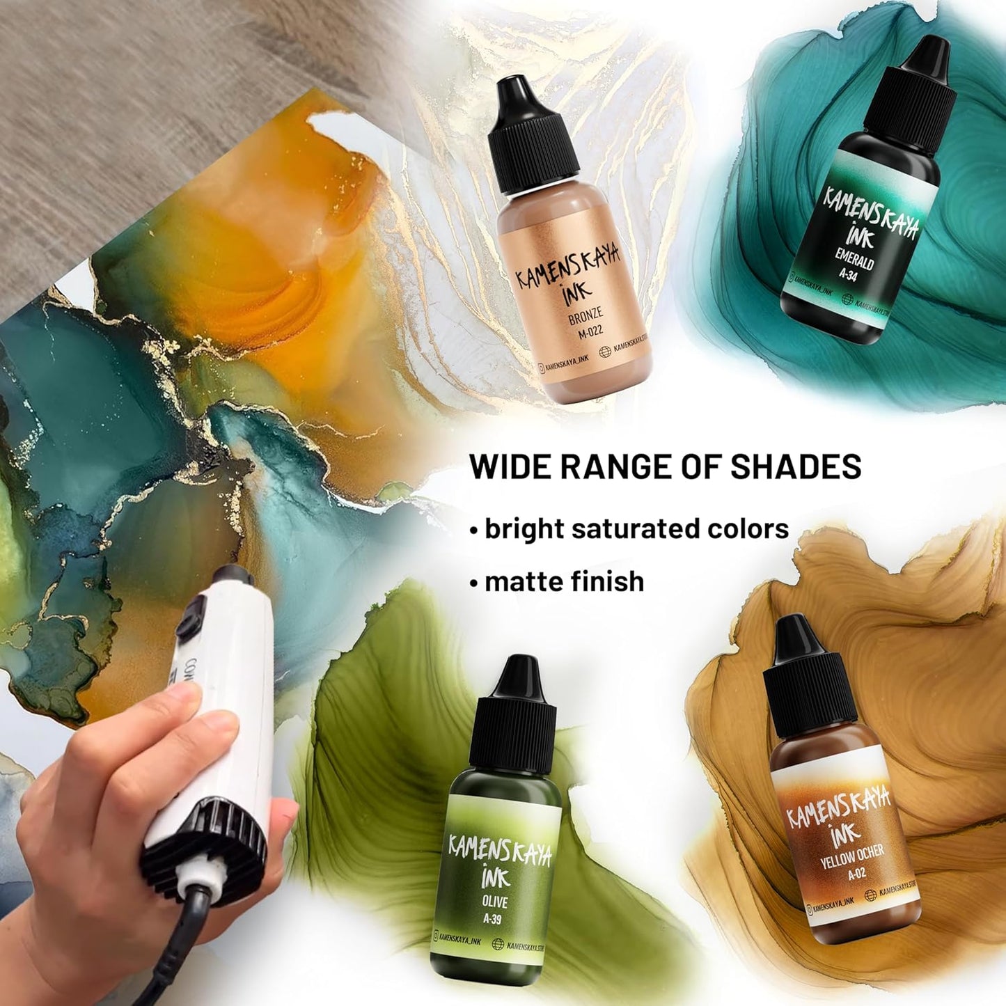 Alcohol Ink Set #5: Matched Color Combination of Alcohol Inks, 4 pcs. 0.51 fl oz (15 ml) Each