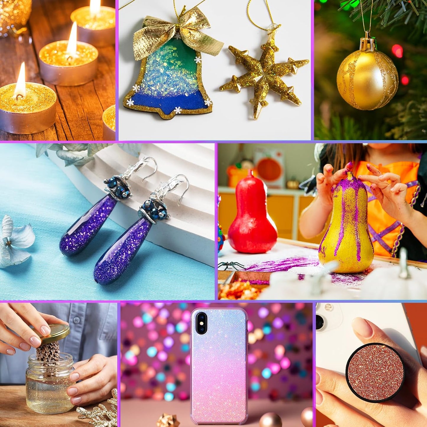 Glitter, 48 Colors Fine Glitters for Resin, Craft Glitter Bulk for Resin Accessories DIY Slime Candle, Extra Fine Glitters Powder for Nail Art, Body Hair Face, Christmas Glitters