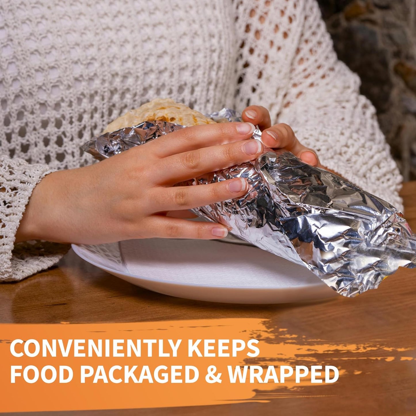 Insulation Sandwich Wrapping Paper Aluminum Foil Sheets - [50 Pack] - (14" x 10.3") - Aluminum Foil Sandwich Wrap Sheets For Sandwich Wraps, Burritos and BBQ