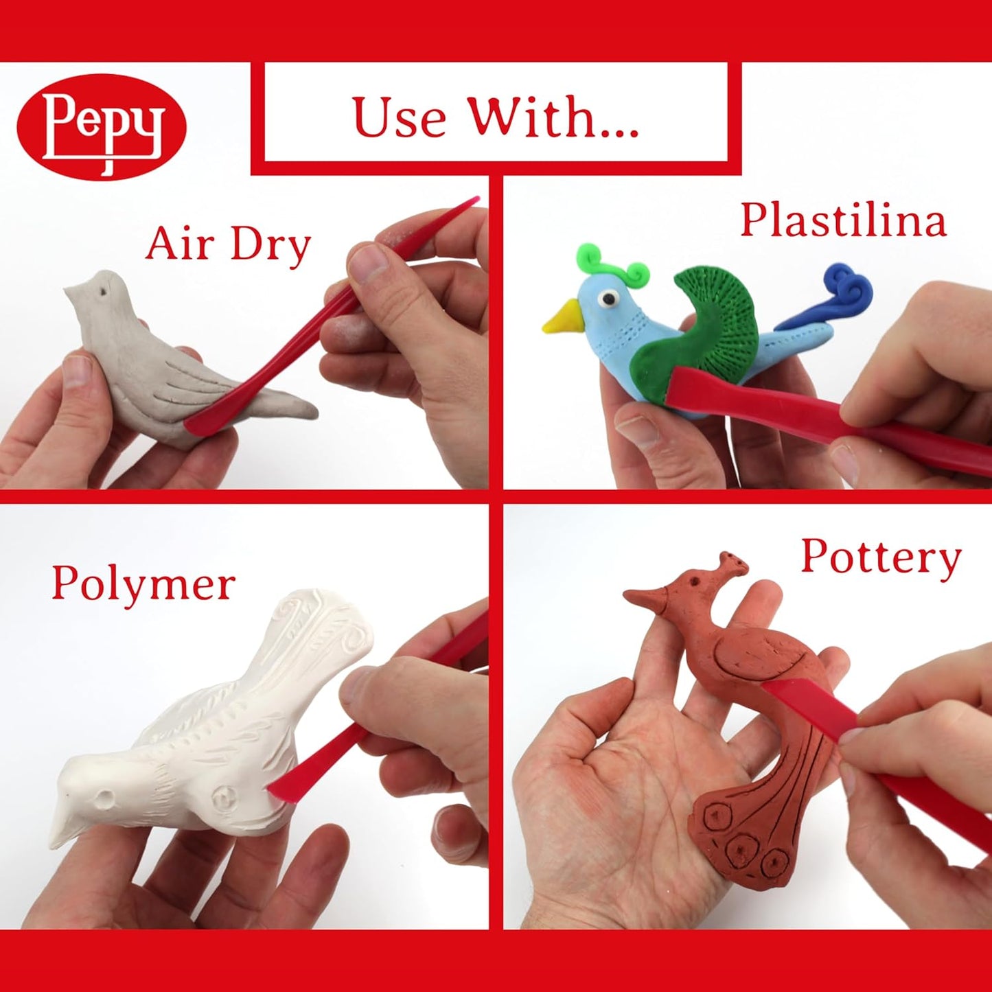 Pepy 35 PC Clay Sculpting Tools Set; 5 Each of 7 Different Shapes; Ideal for Polymer Clay, Air Dry Clay, Plastilina Modeling Clay, and Pottery Clay; Classroom Pack