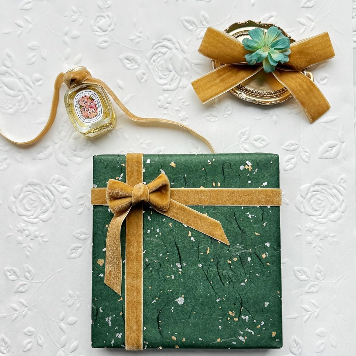 Vintage Khaki Velvet Ribbon, 1 Inch X 25Yd