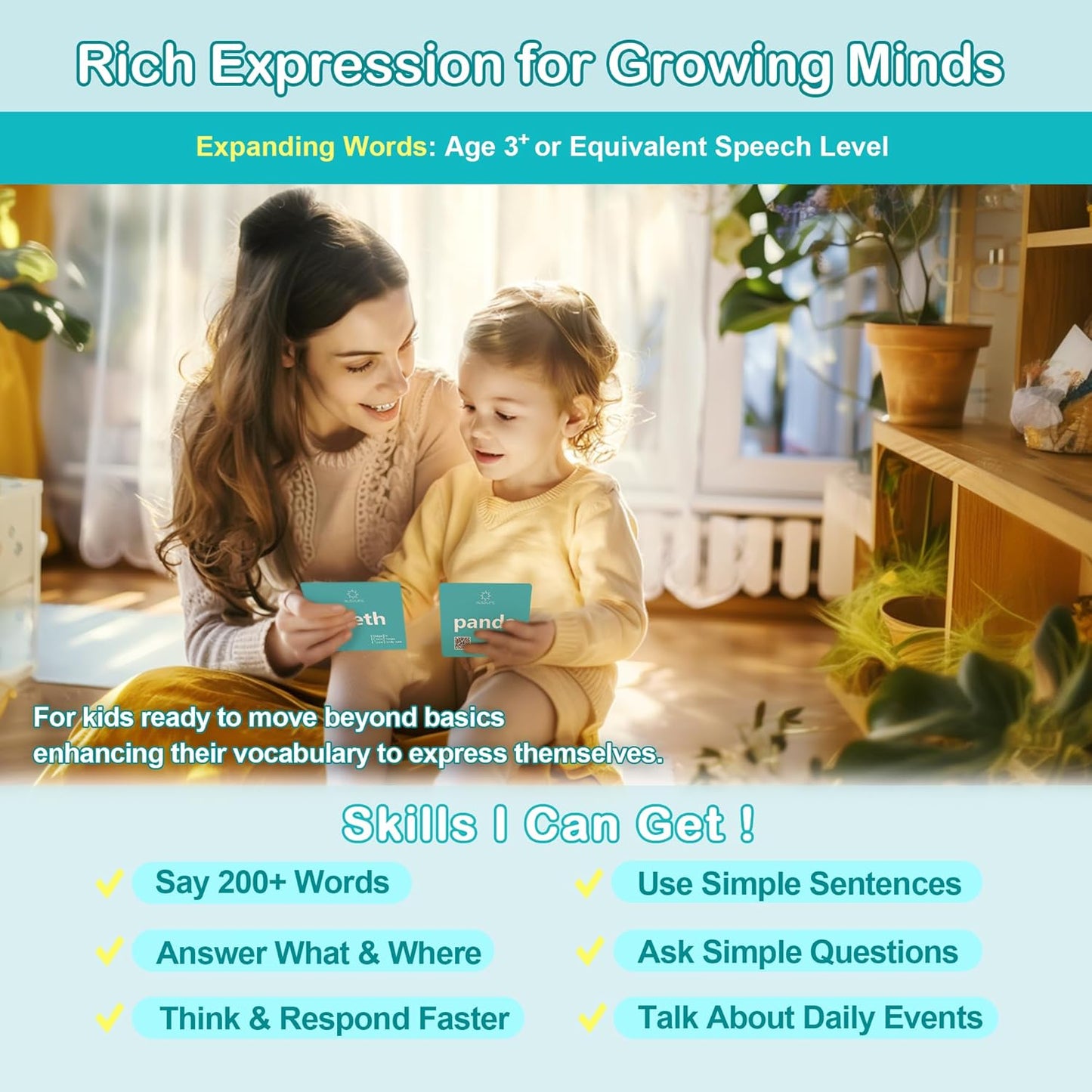 100 Nouns Flash Cards for Toddlers, Expanded Vocabulary Cards with Videos, Preschool Learning Flashcards, Noun Picture Cards for Speech Therapy Material ABA Therapy| Language Builder Card