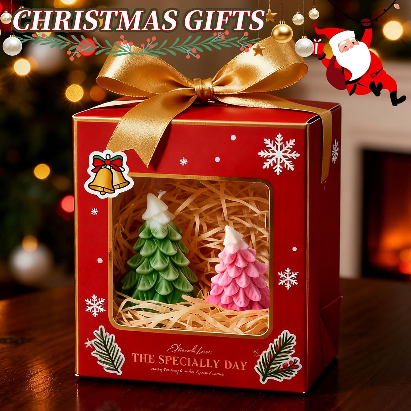 2 Pcs Christmas Candle Molds, Christmas Tree Silicone Molds for Candles Wax Soap Plaster Epoxy Resin Casting Craft Xmas Home Decoration Handmade Gift