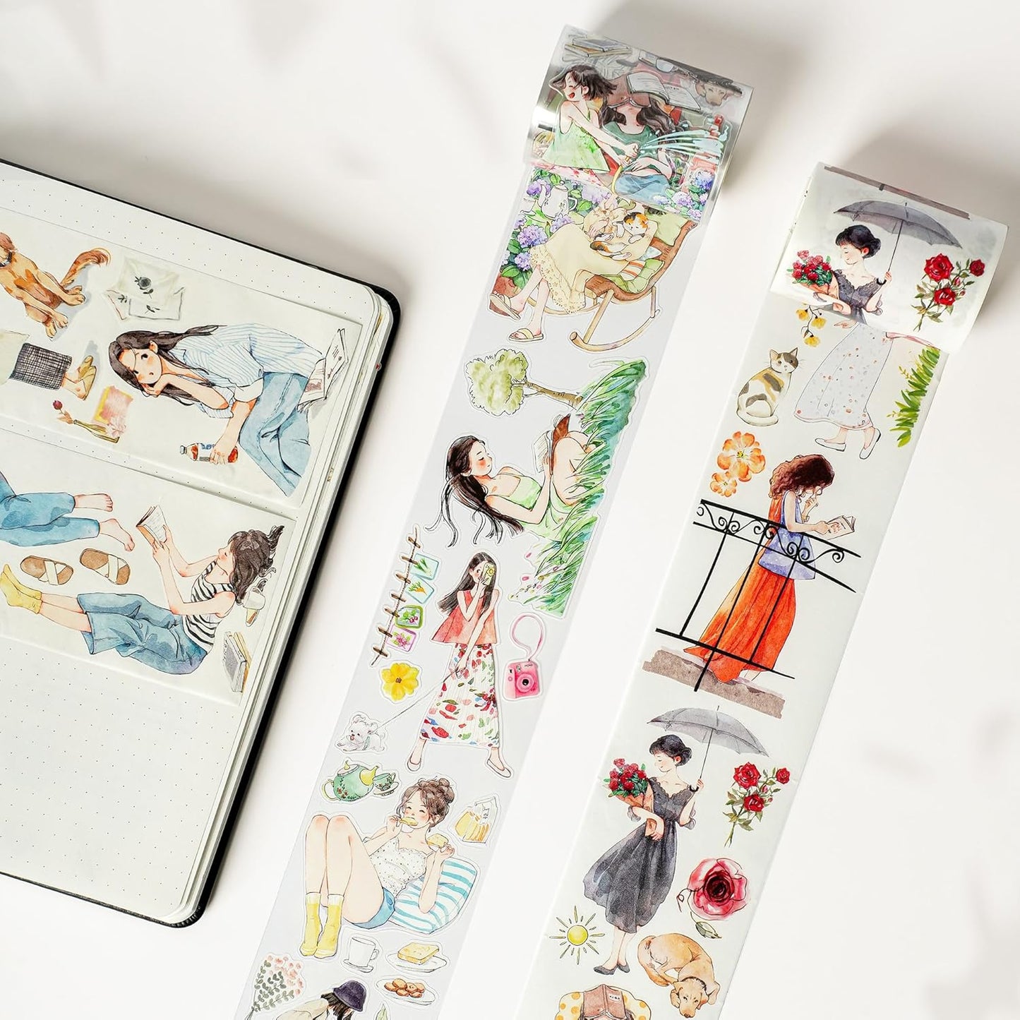 WT Pre-Cut Leisurely Days Washi Tape Roll, Original Designs, Decorative for Bible Journaling, Bullet Journals, Scrapbooks, Planners & DIY Craft Supplies