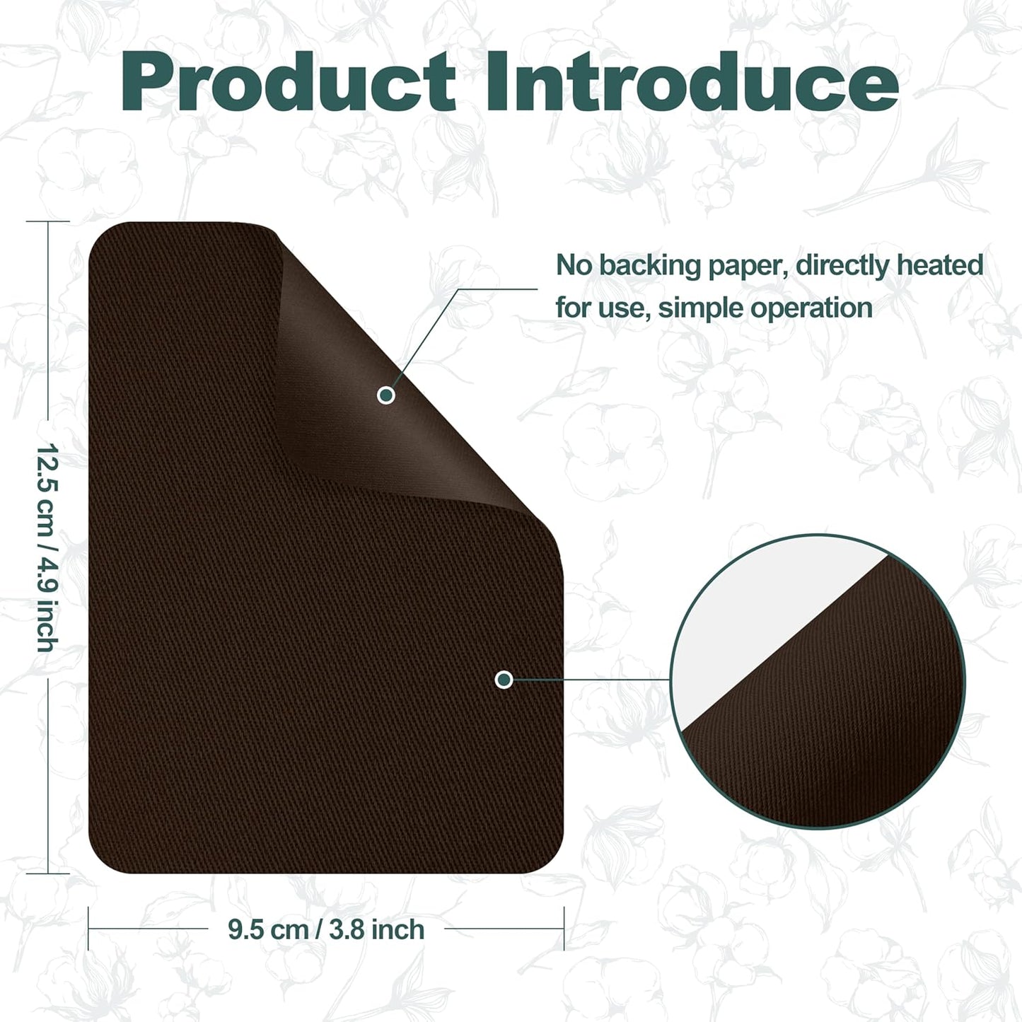 Iron on Patches for Clothes, 8 Pieces Patches for Cloth, 100% Cotton Fabric Patches for Clothing, Bag, Hat Repair, Clothing Repair Decorating Kit 3.7" by 4.9" (9.5 cm x 12.5 cm, Dark Brown)