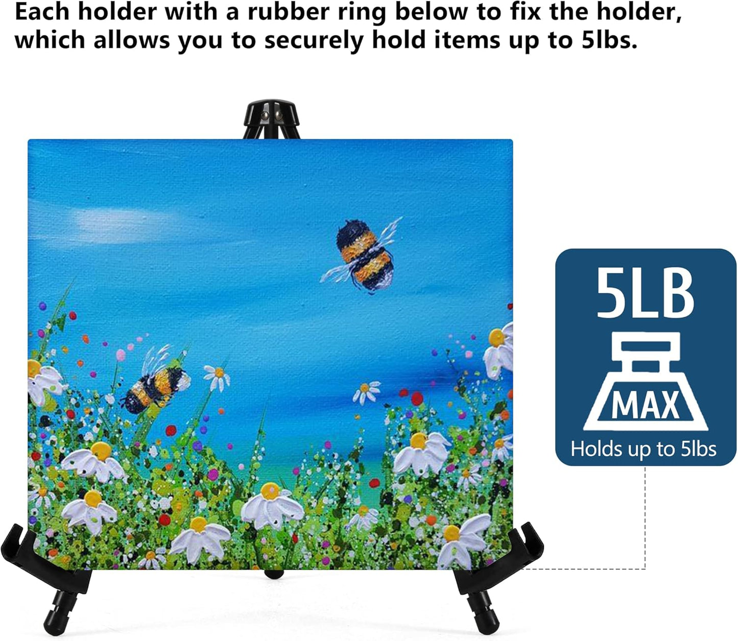 14" High Tabletop Instant Display Easel - Black Steel Small Tripod Easel Stand with Adjustable Holders for Pictures, Paintings, Posters and Store Signs(1 Pack)