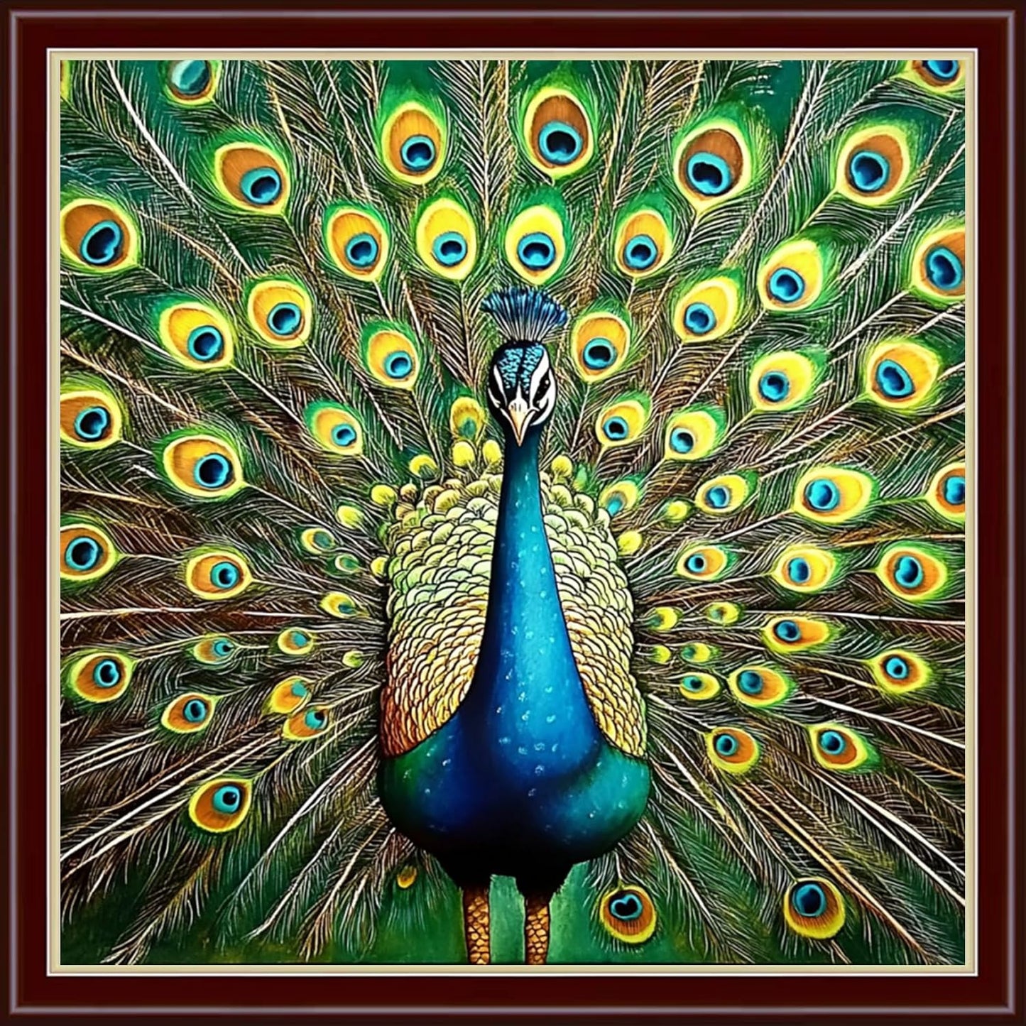 Dimensean Stamped Cross Stitch Kits Full Range of Embroidery Patterns Starter Kits for Beginners Adult or Kids DIY Cross Stitches Needlepoint Kits 11CT-Blue Peacock 18x18 inch