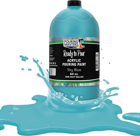 POURING MASTERS Sky Blue Acrylic Ready to Pour Pouring Paint - Premium 64-Ounce Pre-Mixed Water-Based - for Canvas, Wood, Paper, Crafts, Tile, Rocks and More