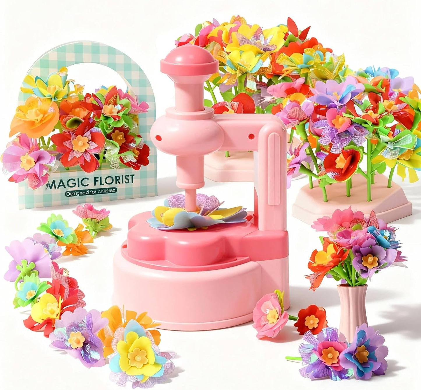Unitour DIY Flower Bouquet Craft Kits，Arts and Crafts Flowers Market Toy for Kids，Birthday Gift for 4 5 6 7 8 9 10 Year Old Girl Boy