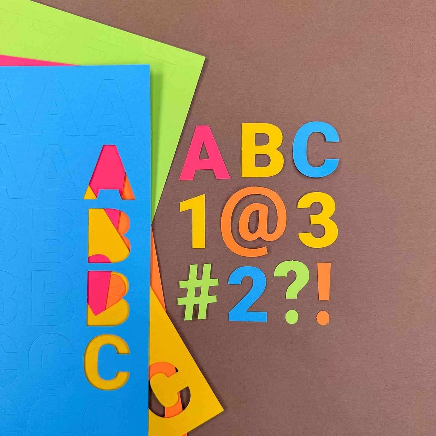 FreshCut Crafts 636 Pcs 1.5 in. Bright Bulletin Board Letters & Numbers, Capital Alphabet Letters, Numbers, Punctuation, US Made Card Stock Punch Outs for Posters, Bulletin Boards, Classroom