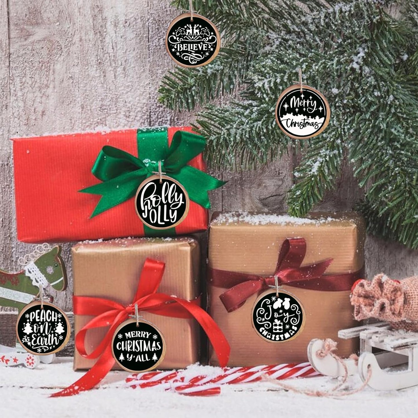 Small Stencils for Painting on Wood Reusable, 3 Inch Reusable Stencil for Craft Ornament Paint Template Stencils for Wall Card Rock Wood Signs Coasters Canvas Home Decor (Christmas Words 3)