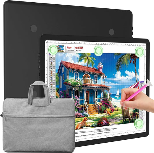 Elice Magnetic A3 Light Board with Bag for Diamond Painting, Tracing LED Light Box with Side Buttons, Super Bright Diamond Art Light Pad, Light Table for Drawing, Sketching, Weeding Vinyl - Black