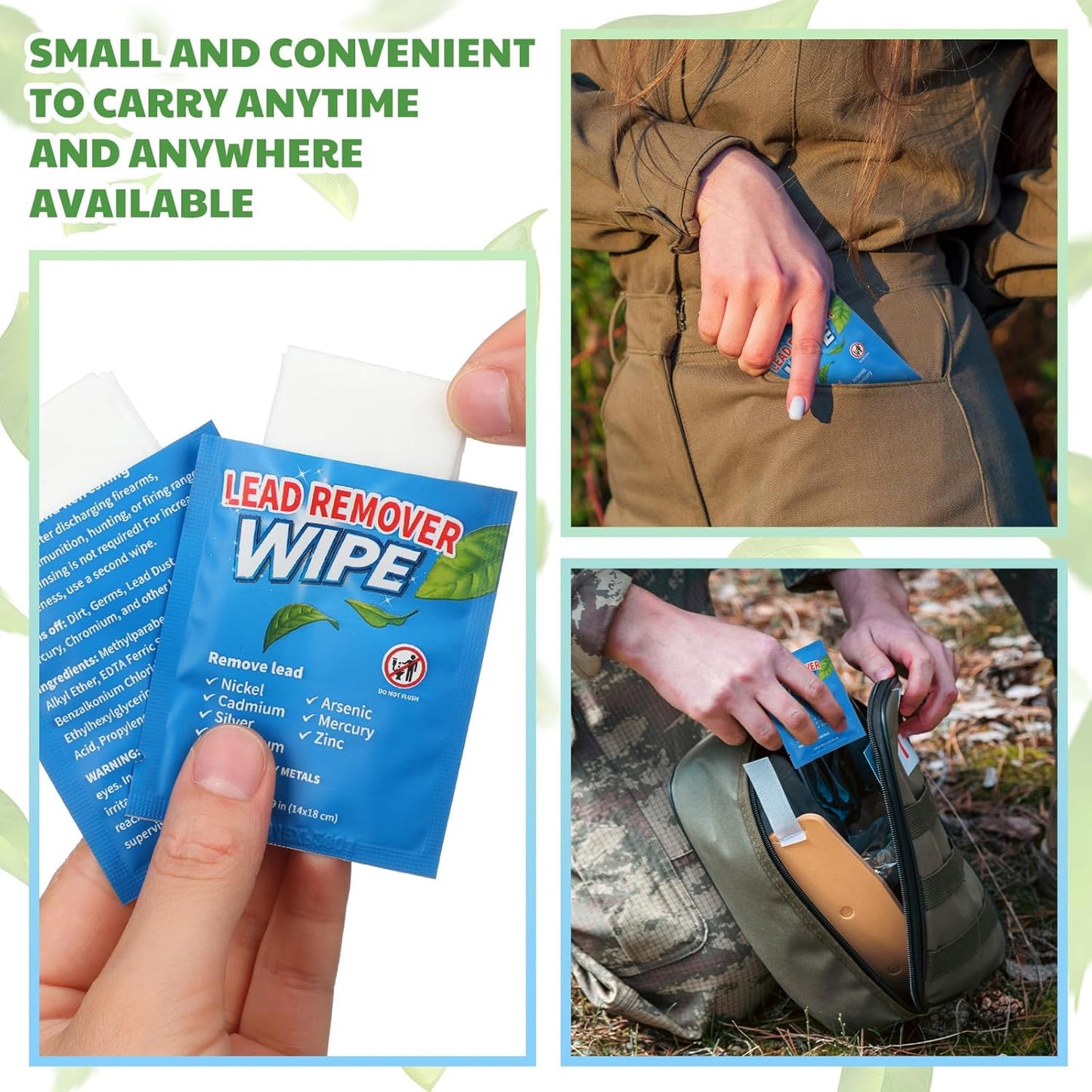 50 Pack Lead Remover Wipes for Shooting Hand & Surface Cleaning Wipes Effectively Removes Lead, Dust, Oil & Grime Individually Wrapped Wipe for Shooting Ranges, Hunting, Industrial Use