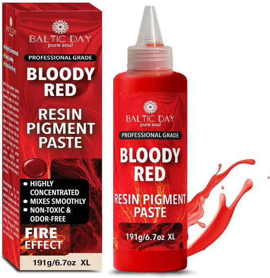 Bloody Red Epoxy Resin Pigment Paste XL (191g/6.7oz) – Opaque Epoxy Dye & High Concentration Coloring Paste, Mica Powder Alternative for Resin Art, Jewelry, Tumblers, River Tables & Crafts