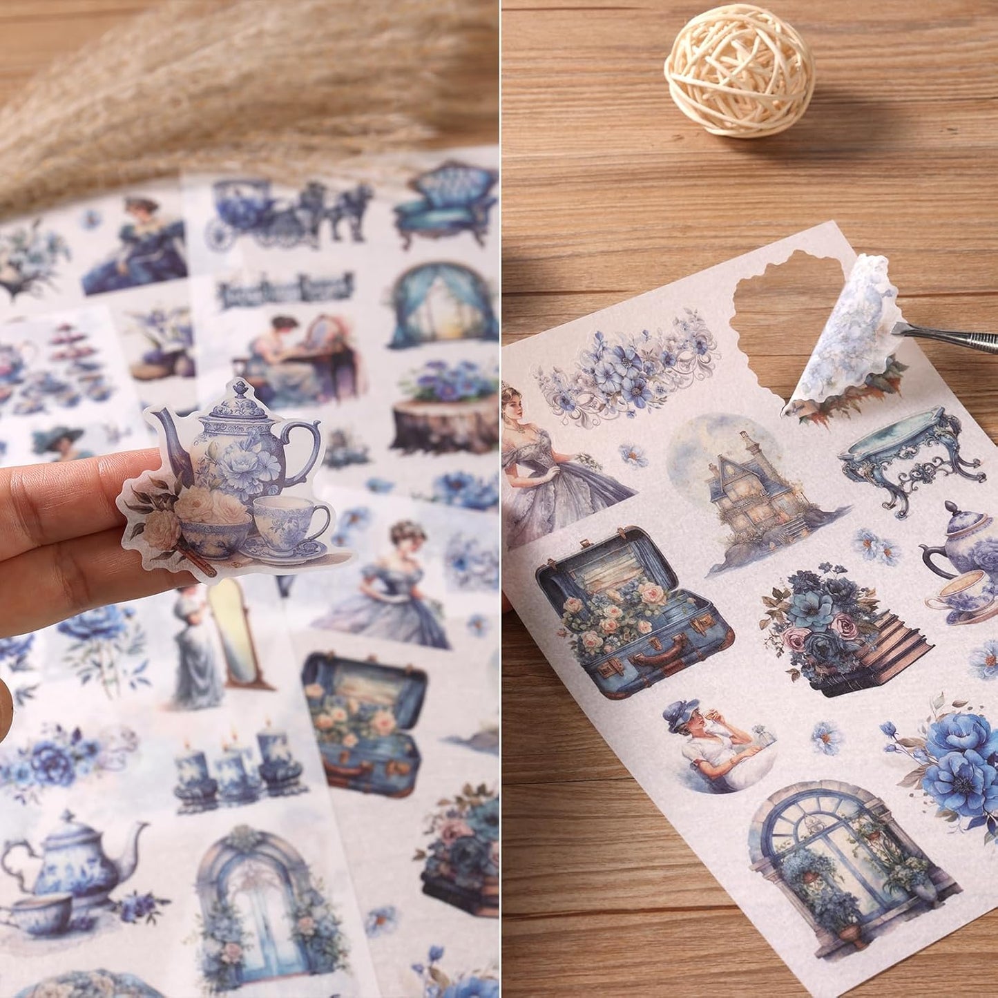 Vintage Ephemera Sticker 24 Sheets precut 300 washi Stickers Paper Journal Stickers for Adults People Junk Journal Sticker Book Scrapbooking Supplies