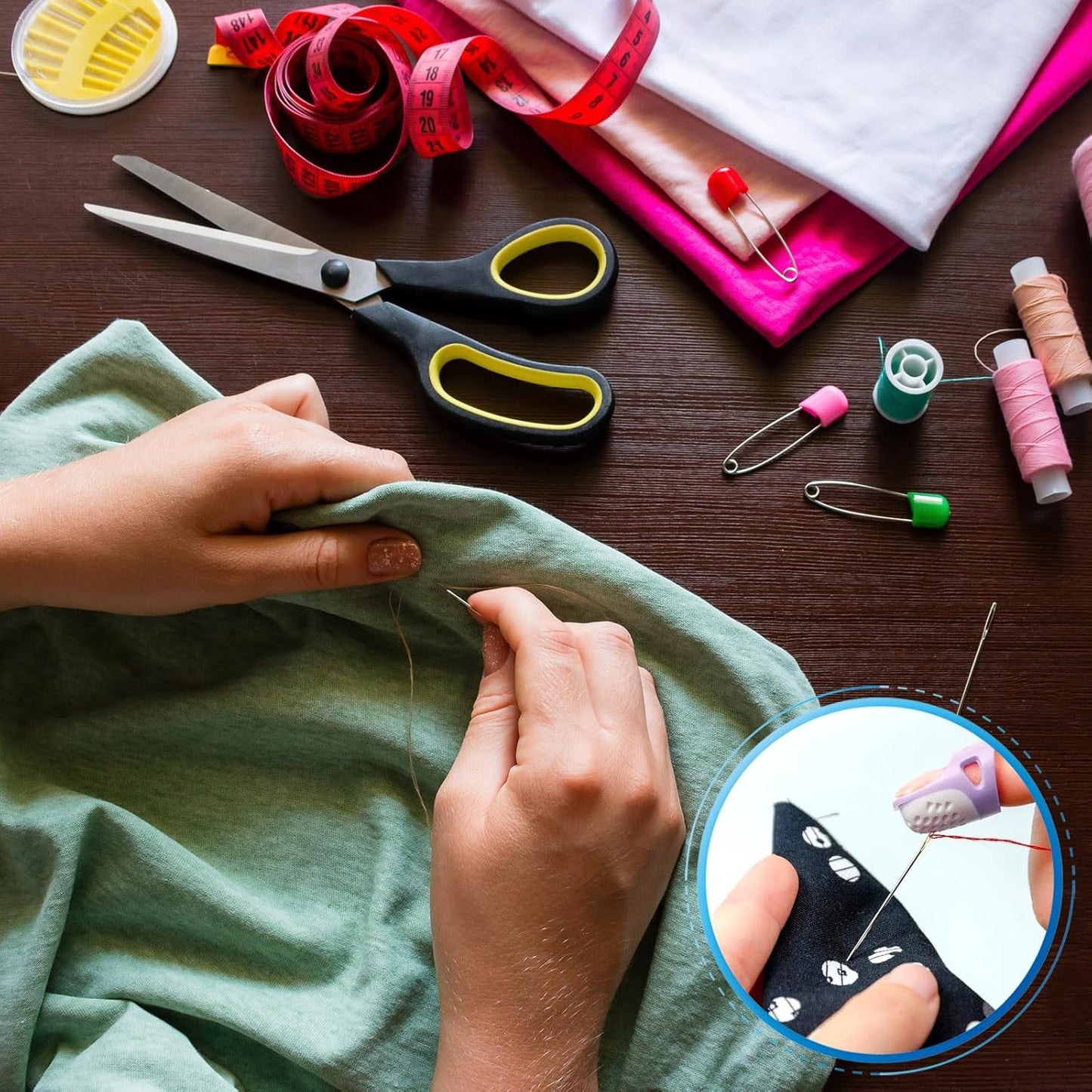 FIKLOTA 2 PCS Thimble Finger Protector - Non-Slip, Comfortable Quilting Craft Accessory for DIY Sewing and Household Projects