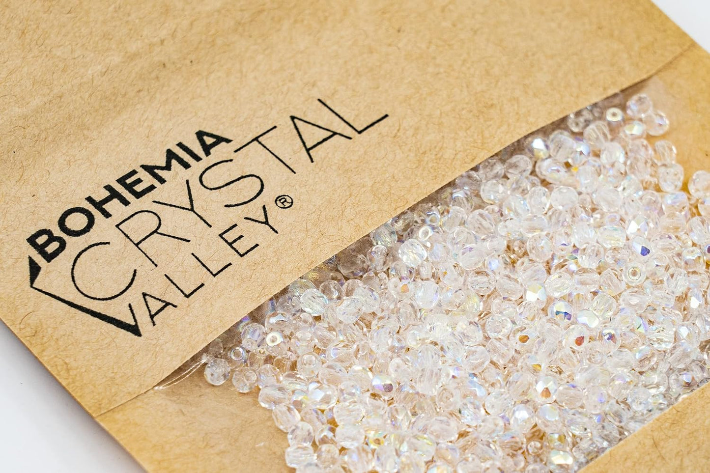 100pcs Faceted Fire Polished Pressed Czech Glass Beads 3mm (0.12in), Crystal AB 00030-28701