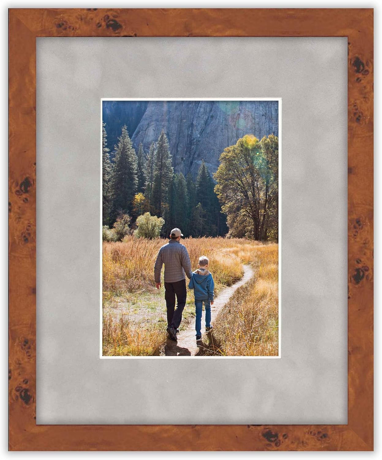 Pack of Ten Acid Free 8x10 Mats Bevel Cut for 6x8 Photos - Light Grey Suede Precut Matboards With Backing Boards and Self Seal Photo Mat Bags For Pictures, Photos, Framing - 4-ply Thickness