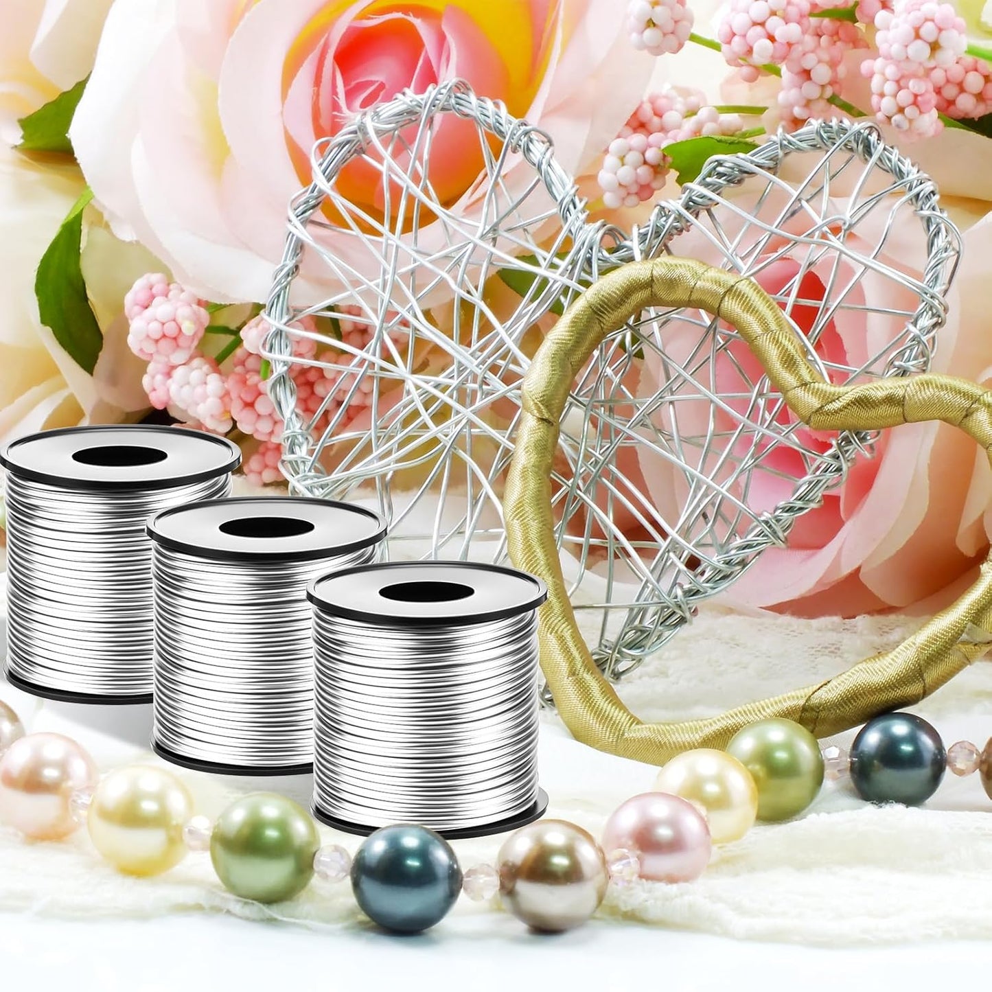 Gisafai 6 Roll 12 Gauge Aluminum Wire for Crafts 100 Feet 2 mm Metal Bendable Aluminum Wire for Jewelry Making, DIY Crafts, Wreath Making, Beading, Floral