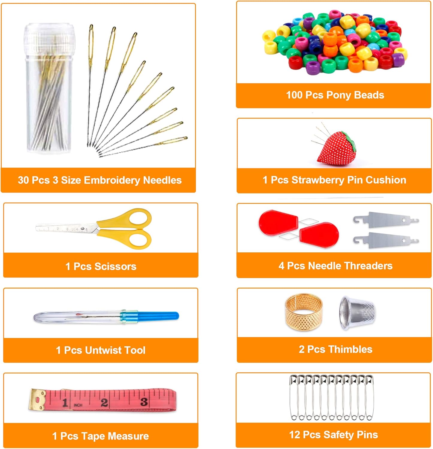 Inscraft 403 Pack Embroidery Floss Set, 250 Colors Cross Stitch Friendship Bracelet Thread with 153 Pcs Cross Stitch Tool, 4-Tier Transparent Box for Storage