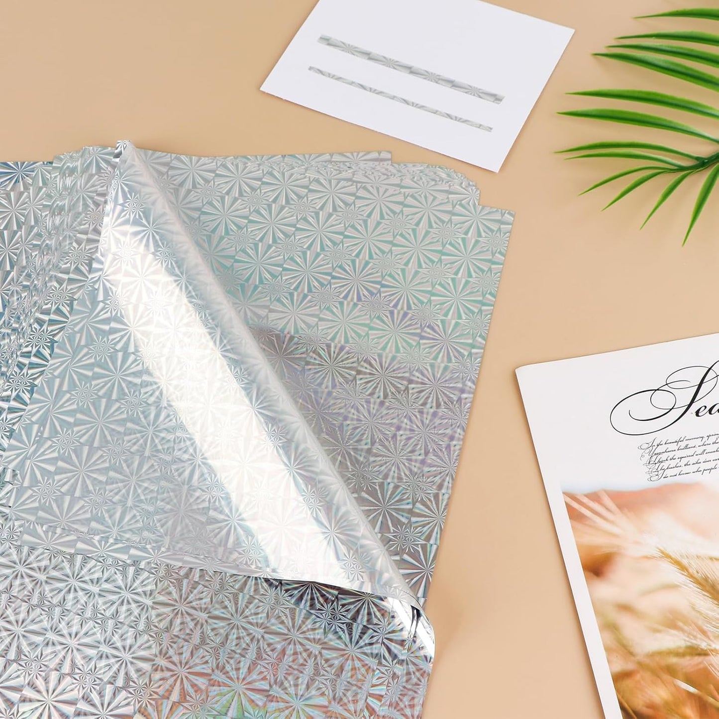 Briartw 20x29cm Hot Foil Paper 50 Sheets Pack Toner Reactive Foil Hot Stamping Foil Paper by Laser Printer and Laminator for Scrapbooking Craft Cardmaking DIY Album (Silver Snowflake, 50 Sheets)