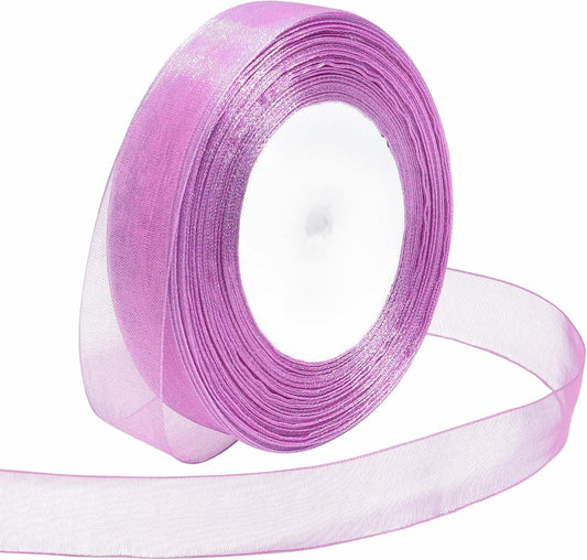 Ribbon for Gift Wrapping 3/4 inch Lavender Sheer Organza Ribbon for Flower Bouquet Tulle Thin Chiffon Ribbons for Wedding Invitations Christmas Halloween Presents Decorations Crafts 50 Yards