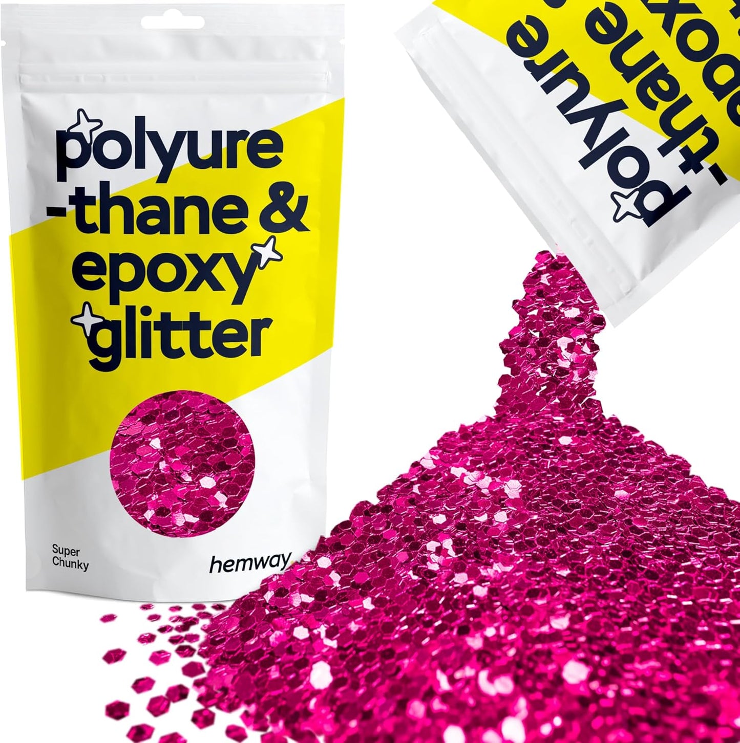 Hemway Glitter for Resin 100g Dark Rose Pink Metallic Crystals for Epoxy Craft Super Chunky Flakes Tumblers Wax Melt