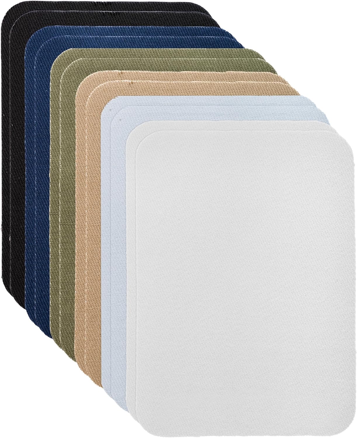 Johnson & Smith Iron On Patches - 12-Piece Iron On Patch for Clothing, Pants Repair - Adhesive Fabric Patches in Rectangle Shapes - Easy to Use, No Sewing Needed - Uniform Colors
