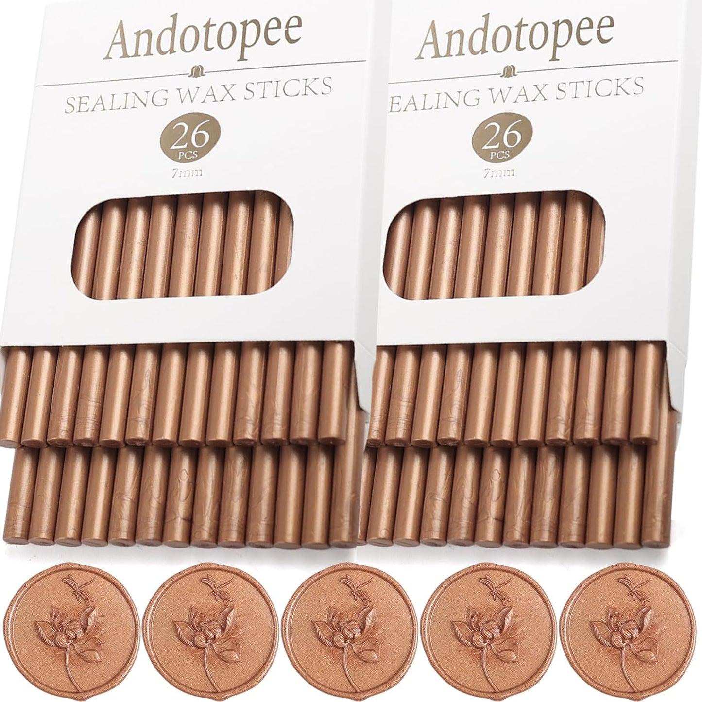 52pcs Red Bronze Sealing Wax Sticks, Andotopee Glue Gun Wax Seal Sticks for Wax Seal Stamp, Premium Sealing Wax for Envelope Letter Seal Wedding Invation Craft Adhesive, Great Gift Ideas (Mini Size)