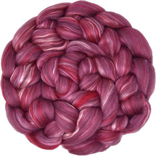 Merino Silk Luxe Tonal Designer Blend. Superfine Merino, Mulberry Silk, Tussah Silk. Top Roving for Spinning or Felting. Majestic Plum 4oz