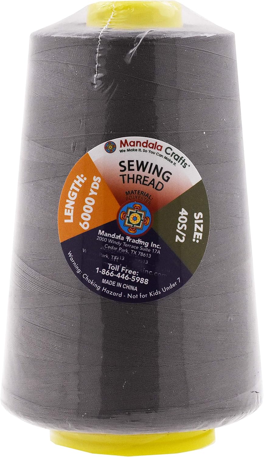 Mandala Crafts 4 Pack of Serger Threads Cones Spools - 40S/2 24000 Yards Polyester Taupe Threads for Sergers Machine and Overlock Quilting Sewing Machine