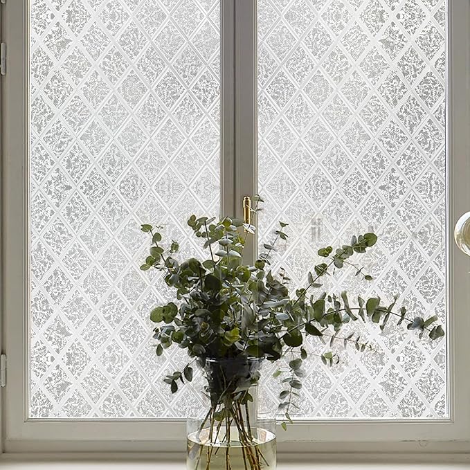 Window Privacy Film, Removable Static Cling, Stained Glass Decorative Window Film, Vinyl Covering for Home Kitchen Living Room, Gleaming Wings, 17.3" x 78.7"
