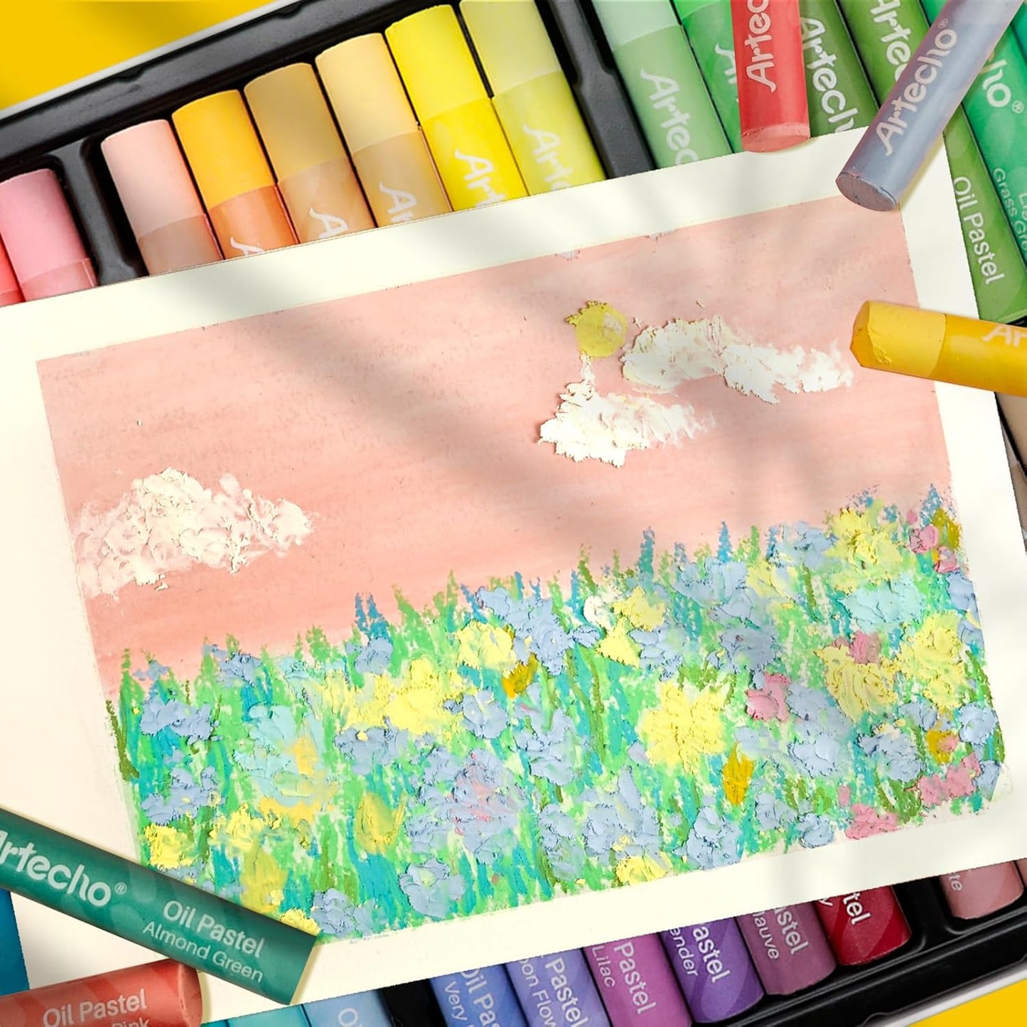 Artecho Macaron Oil Pastels Set of 36 Colors, Soft Oil Pastels for Art Painting, Drawing, Blending (10 x 70 mm)