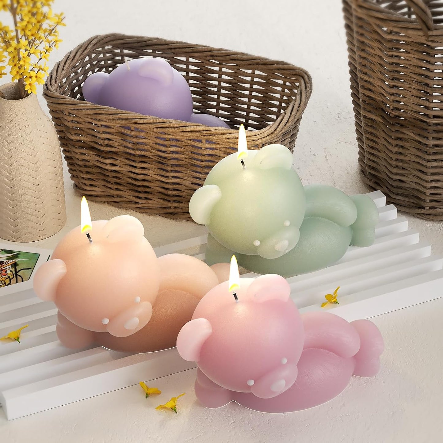 2 Pack Bear Silicone Molds for Candle Bear - Resin Casting Silicone Molds for Home Decor & Candle Making Wave Spiral Mold