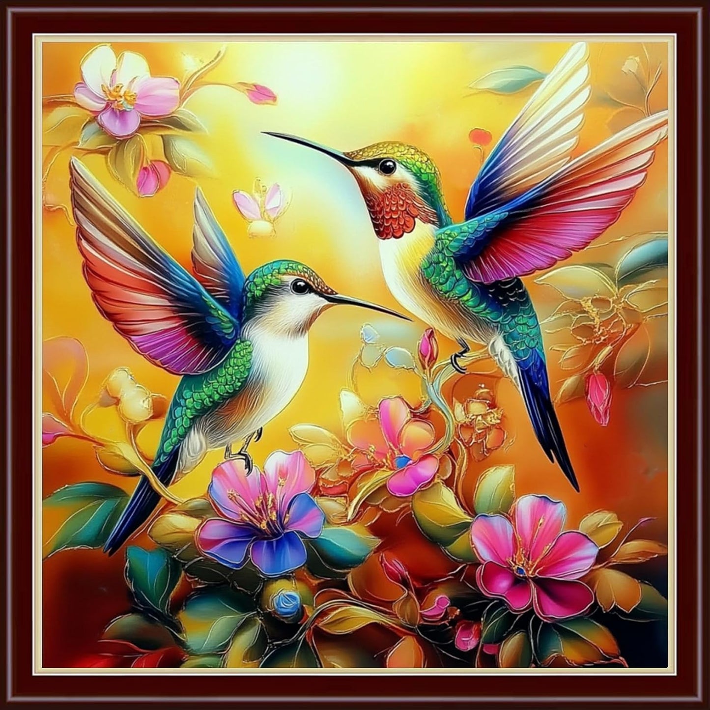 Dimensean Stamped Cross Stitch Kits Full Range of Embroidery Patterns Starter Kits for Beginners Adult or Kids DIY Cross Stitches Needlepoint Kits 11CT-Hummingbirds Collect Honey 18x18 inch