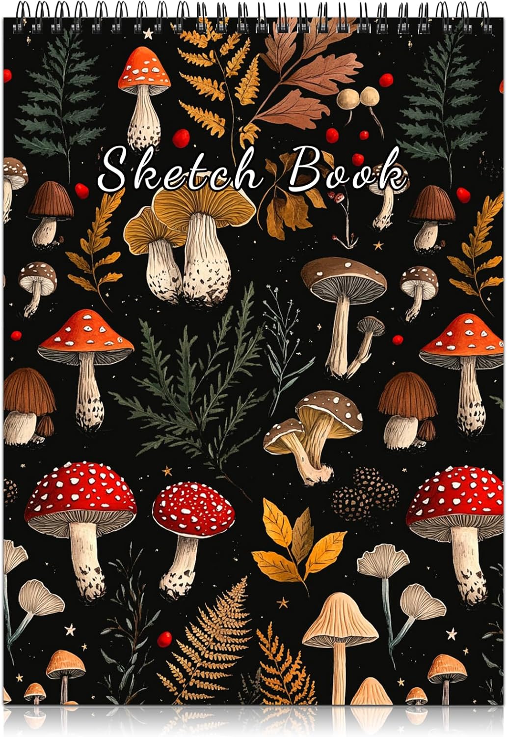 Deokke Sketchbook Top Spiral Bound Sketch Pad, 9 x 12 inch,100GSM Thick Paper,50 Sheets 100 Pages,Art Sketch Book Aesthetic Cute Drawing Writing Paper for Girls Women-Red Mushroom