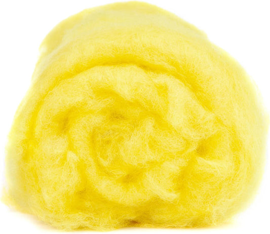 Desert Breeze Distributing Maori Wool Carded Batting, 100% Natural New Zealand Wool Made by DHG in Italy for Needle Felting, 3.5 OZ, 27 Micron, Color Canary Yellow