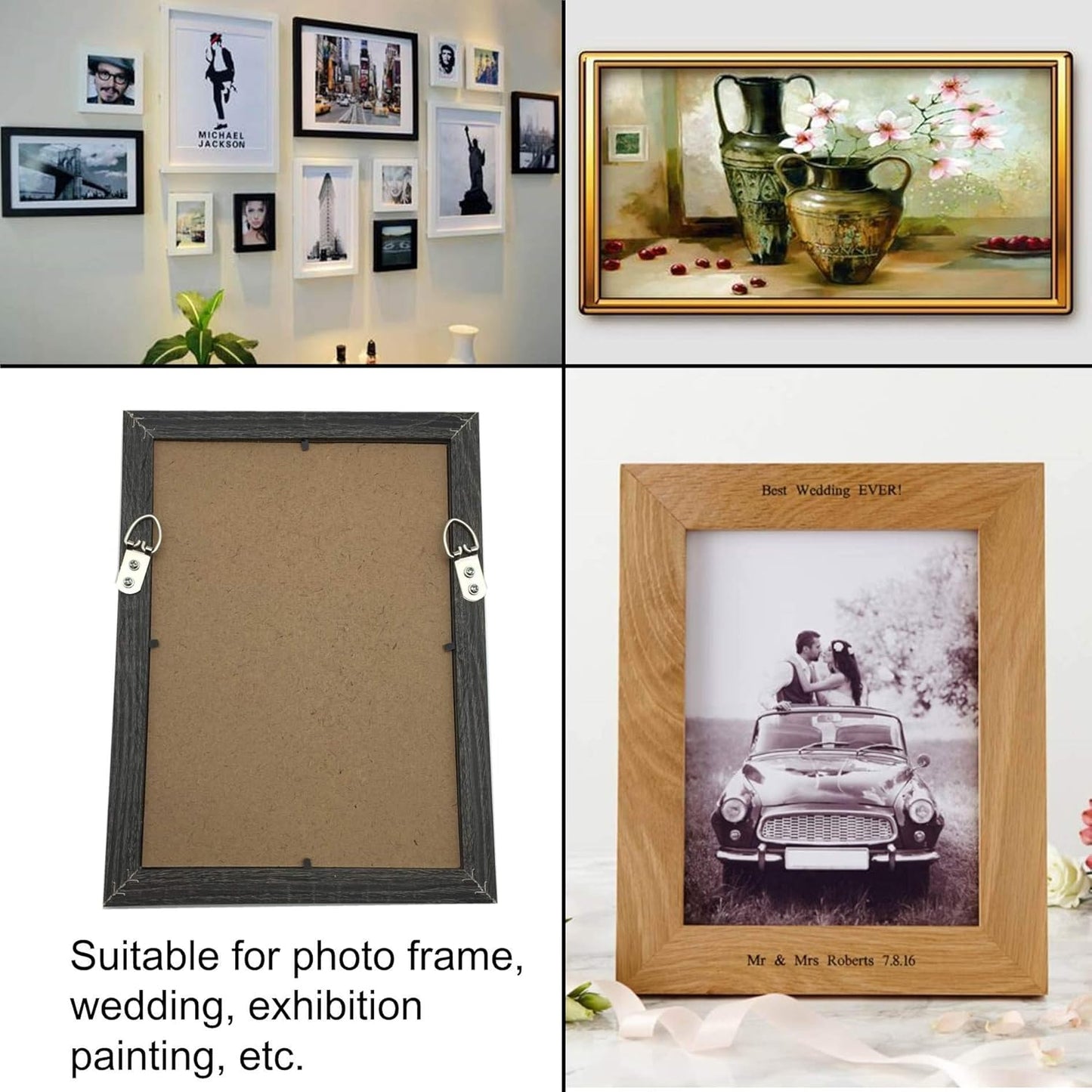 40 Pack D-Ring Steel Picture Hangers Heavy Duty with Screws Picture Frames Double Holes Clasp Picture Hang Solutions