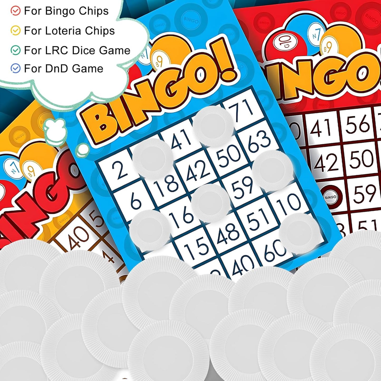 Coopay 500 Pieces Plastic Poker Chips, 1 Inch Bingo Chips Bulk Learning Counters Disks Poker Card Game, Counting Markers for Math Practice, Game Tokens and Teaching Rewards, 25 mm (White)