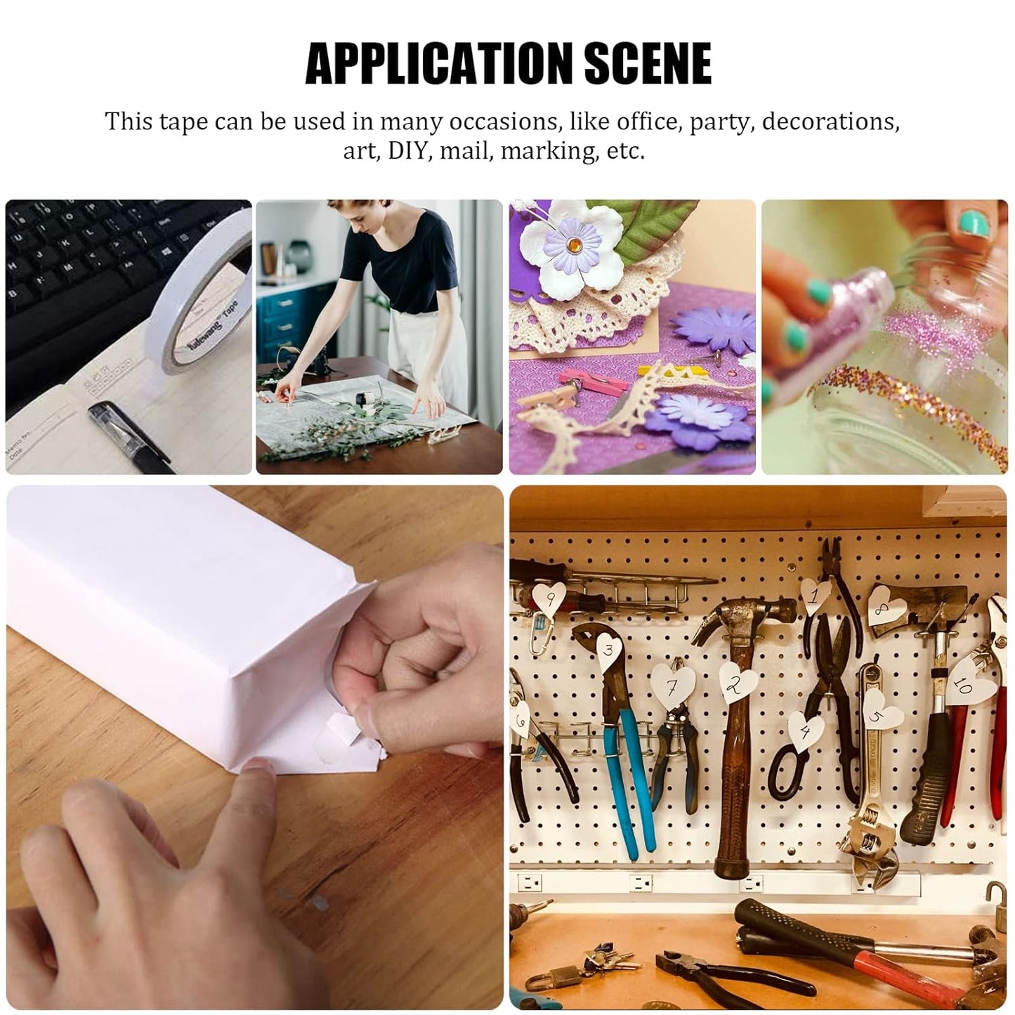 Double Sided Tape for Clothes, Fabric Tape, Double-Sided Hem Tape for Hemming, Clothing, Scrapbook Supplies, Gifts Box, Scrapbooking, Tear-by-Hand, 6 Roll Heavy Duty Multi-Size Adhesive Tape