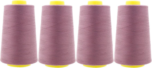 Mandala Crafts 4 Pack of Serger Threads Cones Spools - 40S/2 24000 Yards Polyester Mauve Threads for Sergers Machine and Overlock Quilting Sewing Machine
