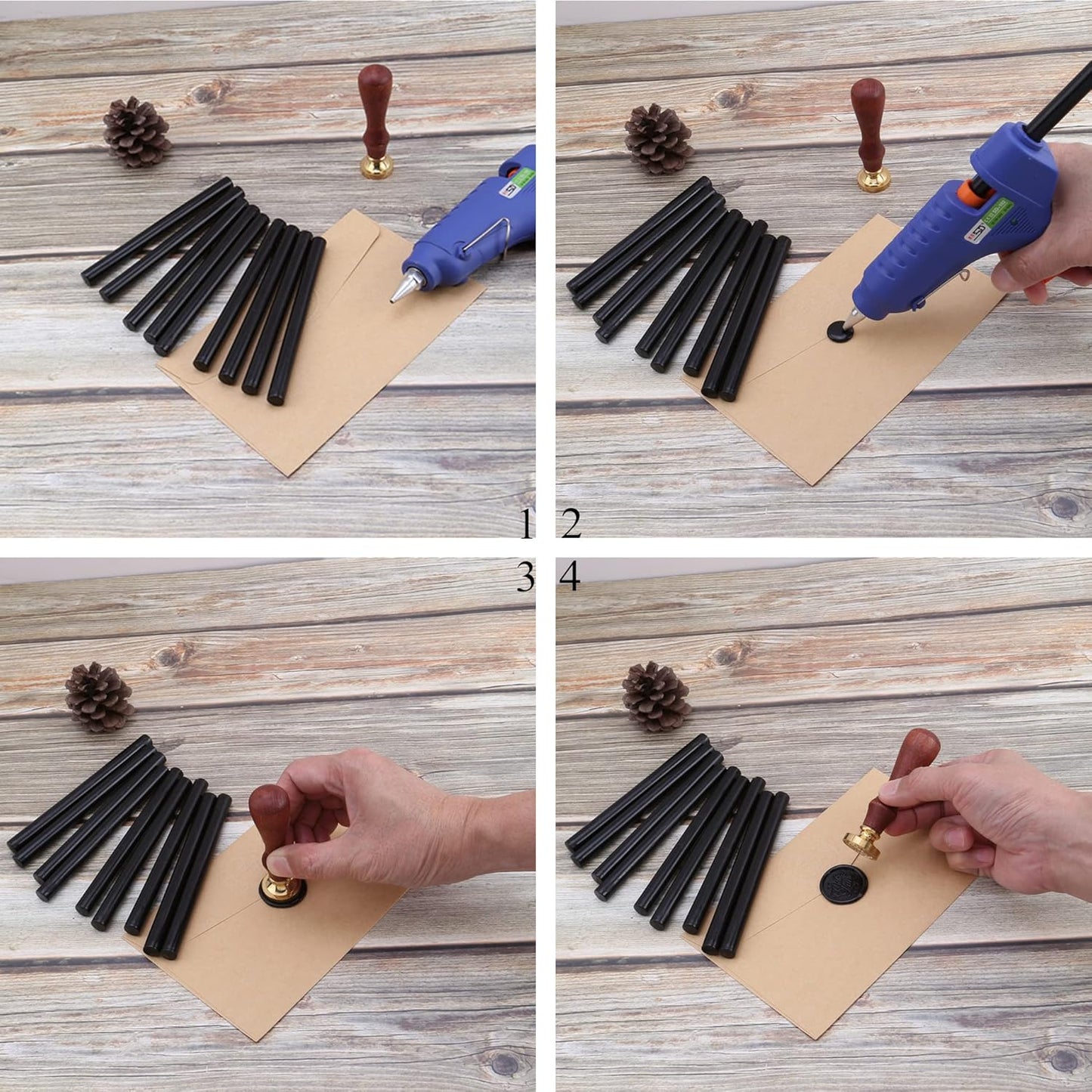 Yoption 15 Pieces Black Glue Gun Sealing Wax Sticks for Wax Seal Stamp, Great for Wedding Invitations, Cards, Envelopes