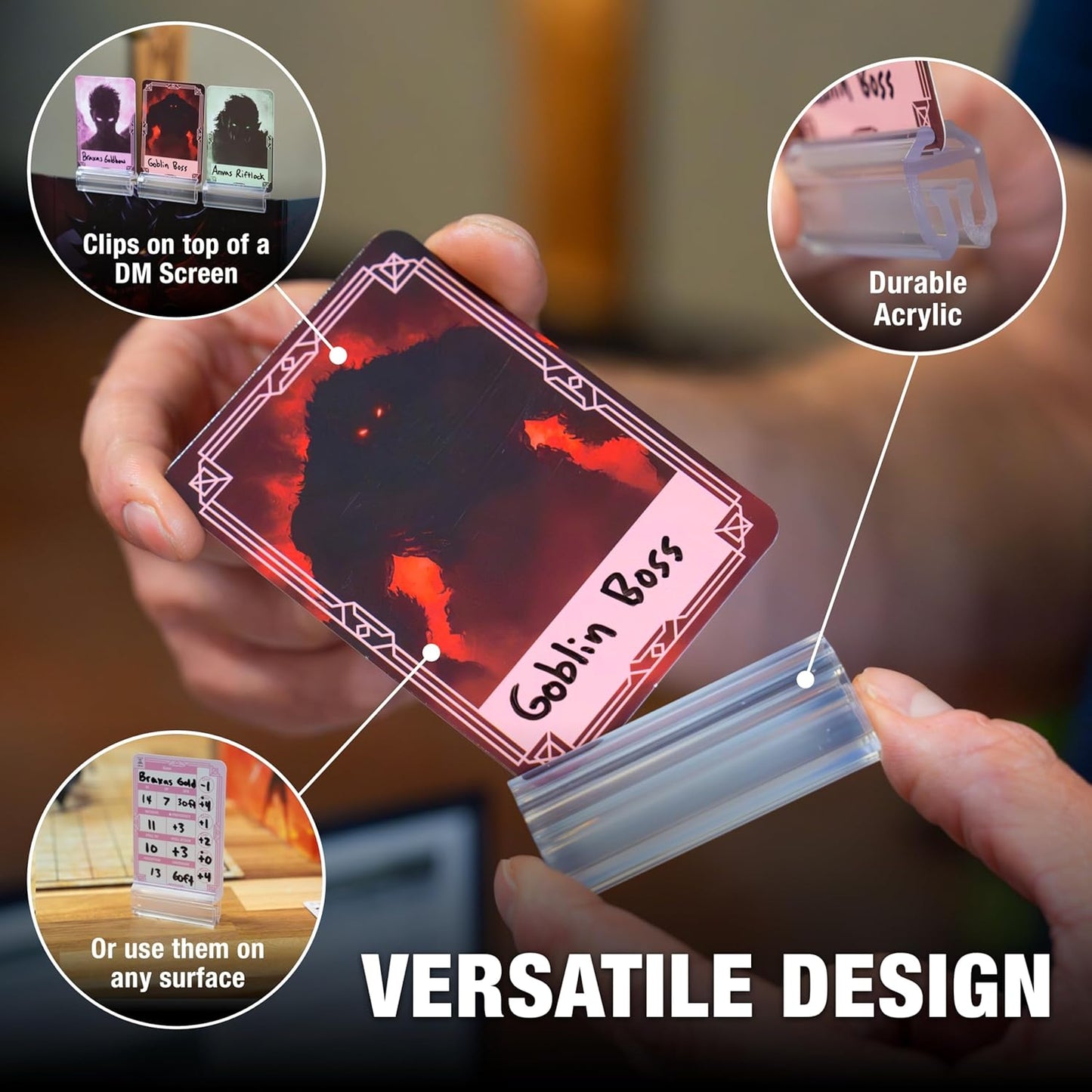 TIDYBOSS DND Combat Tracker & Initiative Set of 50pcs Erasable Acrylic Top on Screen with Character, Monster Insert Cards DM Tools, Accessories for Dungeons and Dragons, TTRPGs