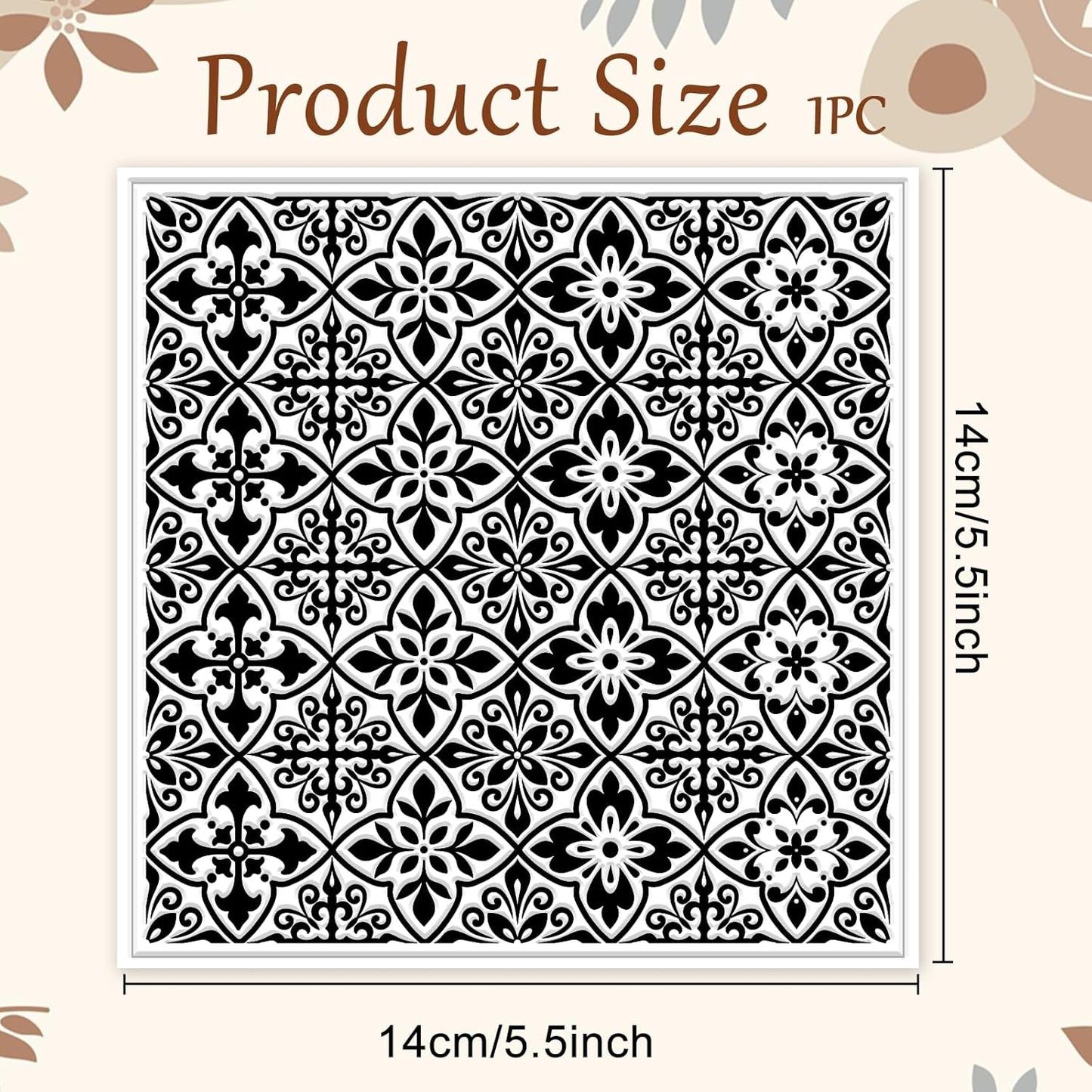 CHGCRAFT Mandala Pattern Polymer Clay Texture Sheet Retro Tile Pattern Silicone Texture Mat for Polymer Clay Making Earrings Jewelry DIY Crafts 5.5 × 5.5 Inch