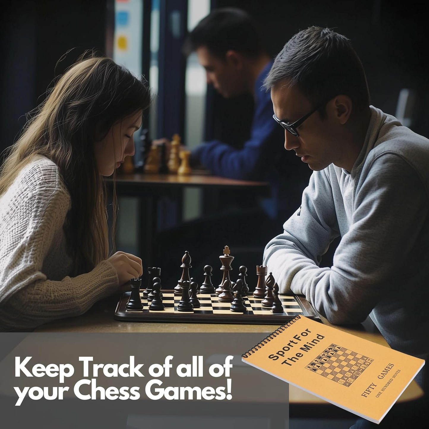 WE Games Ultimate Chessplayer's Scorebook - Spiral Bound & Paperback Chess Notation Book with 50 Games & 100 Moves, Ideal Chess Score Sheets for Clubs & Tournaments